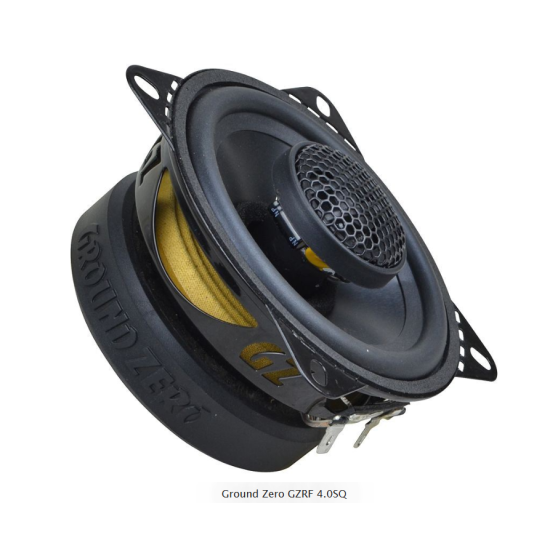 Ground Zero GZRF 4.0SQ 2-drożne głośniki współosiowe o średnicy woofera 102 mm. Moc woofera 70 W RMS. Impedancja 3 Ohm